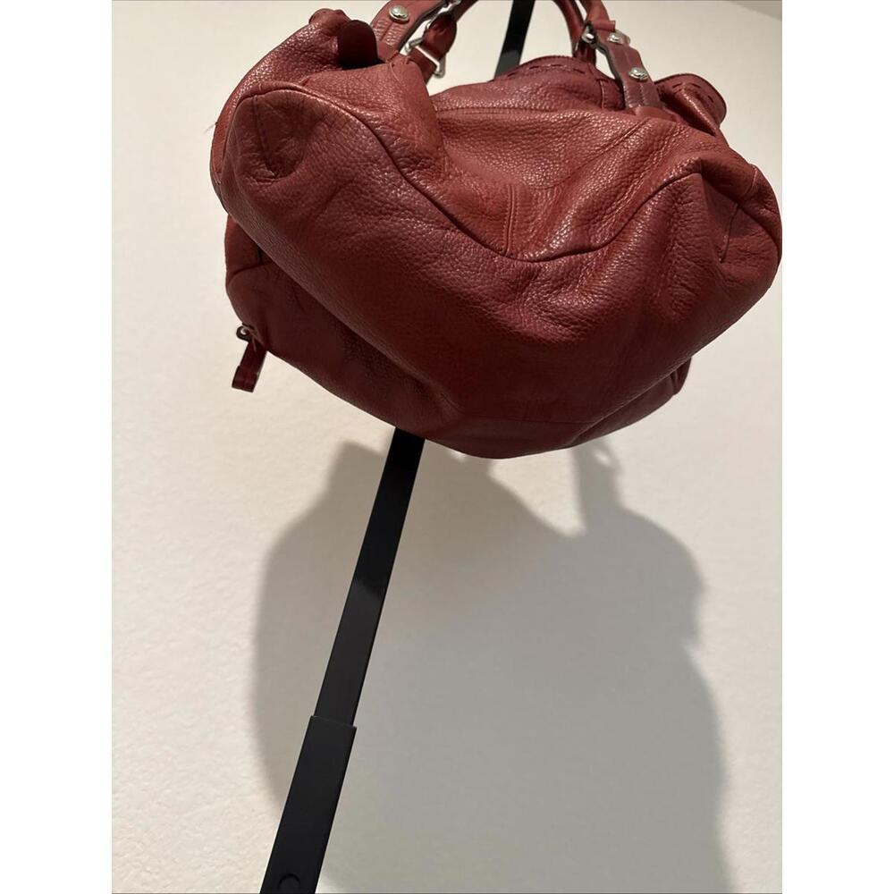 B. Makowsky Rust Leather Hobo Handbag  with Chunky Silver Hardware - Picture 7 of 9